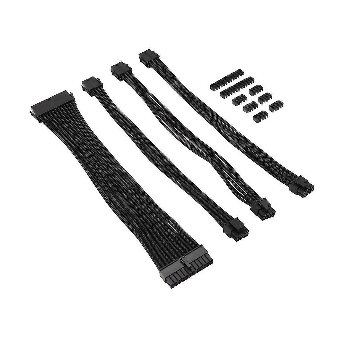 9-Inch Braided Extension Cable Kit Basic Extension Cable for PC Case Comb Included ATX 24 Pin PCIE