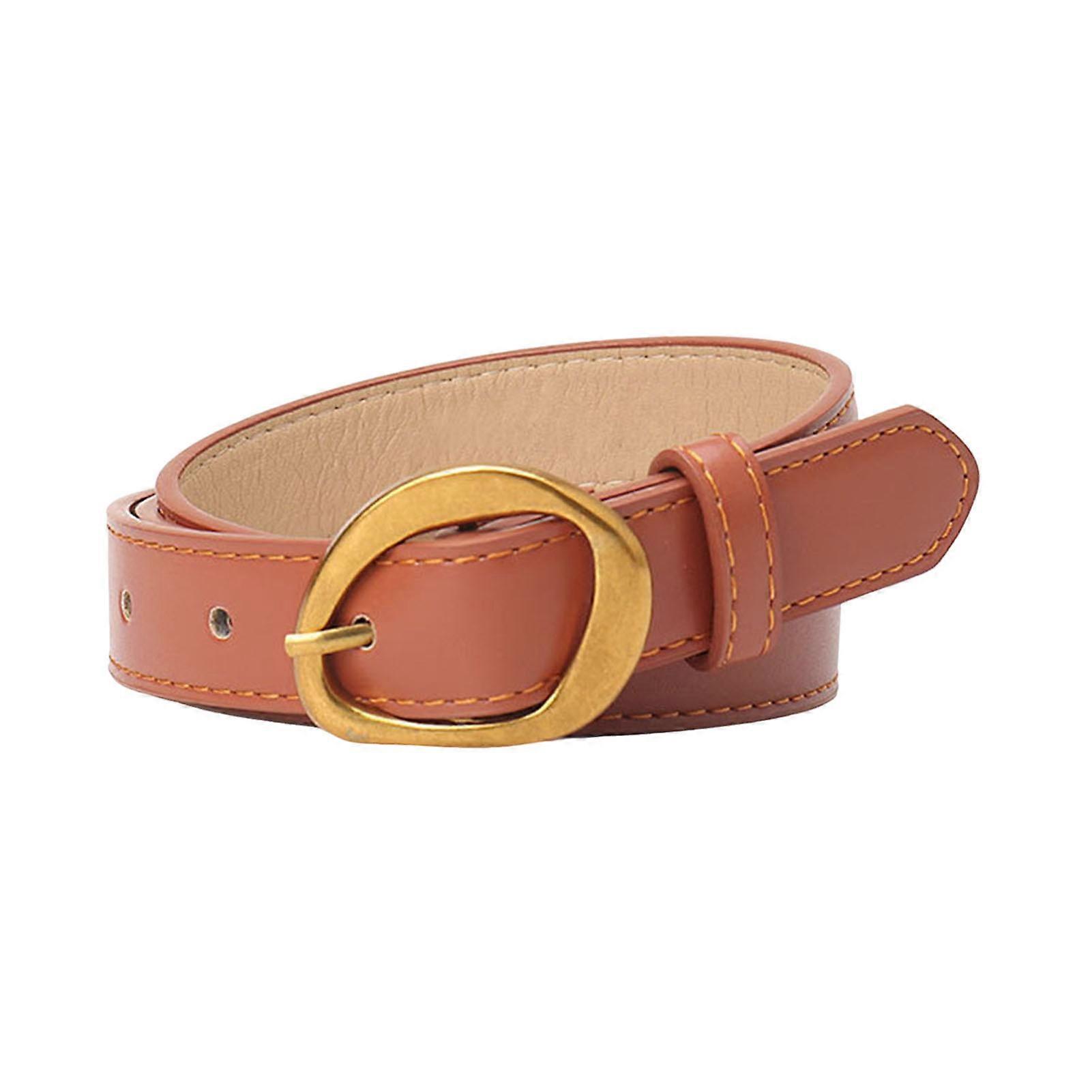 Women Belt Irregular Geometric Buckle Multi Holes Adjustable Length Waistband Imitation Leather Street Style Solid Color Belt