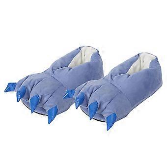 Unisex Warm Winter Dinosaur Paw Slipper Flannel Cosplay Costume Shoes Size L(Blue)