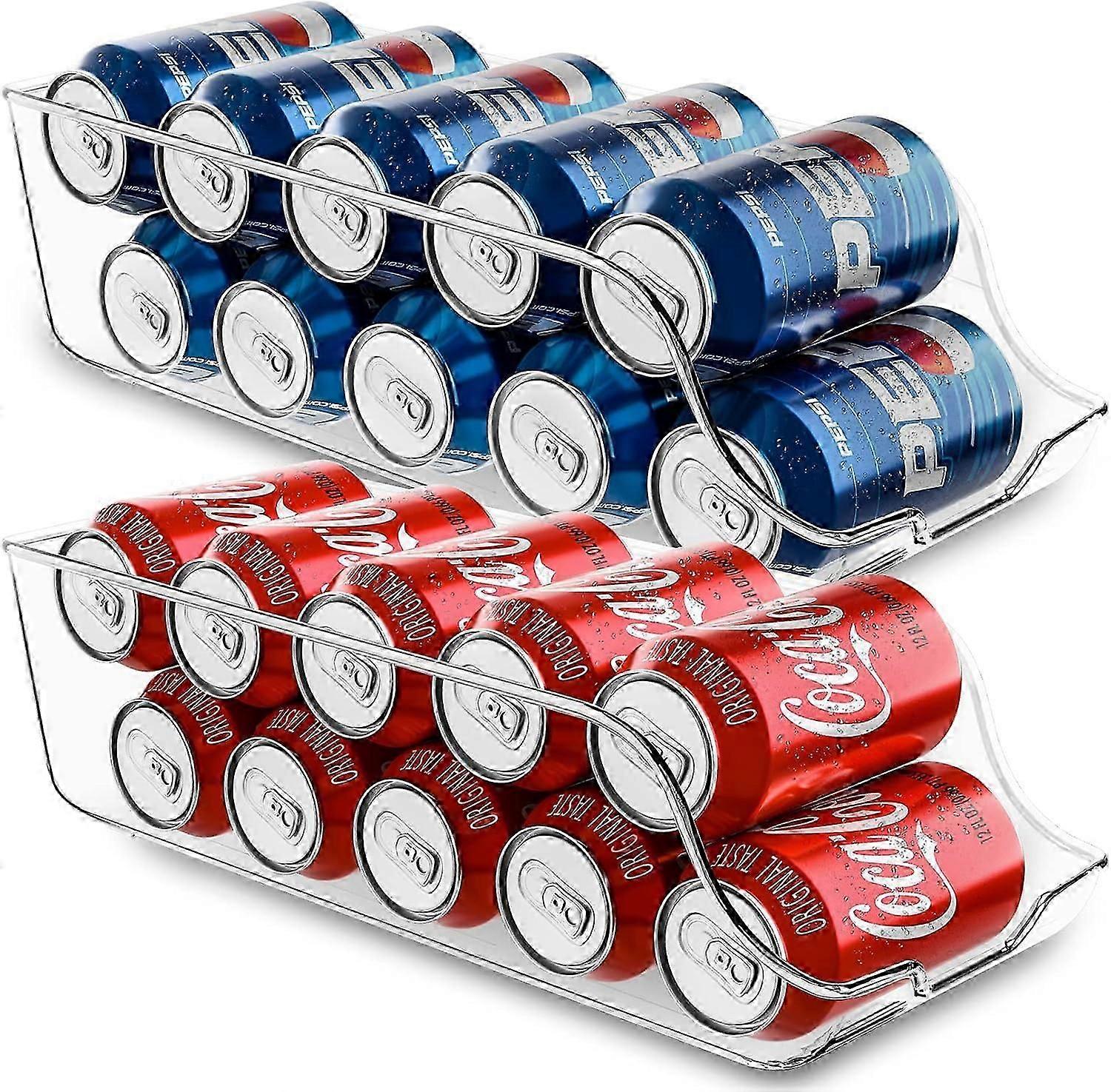 Kitchen Can Organizer For Pantry (Pack of 2) - Soda Can Storage Organizer Pantry, Fridge & Freezer Organization - Holds Food & Soup Can (Clear)