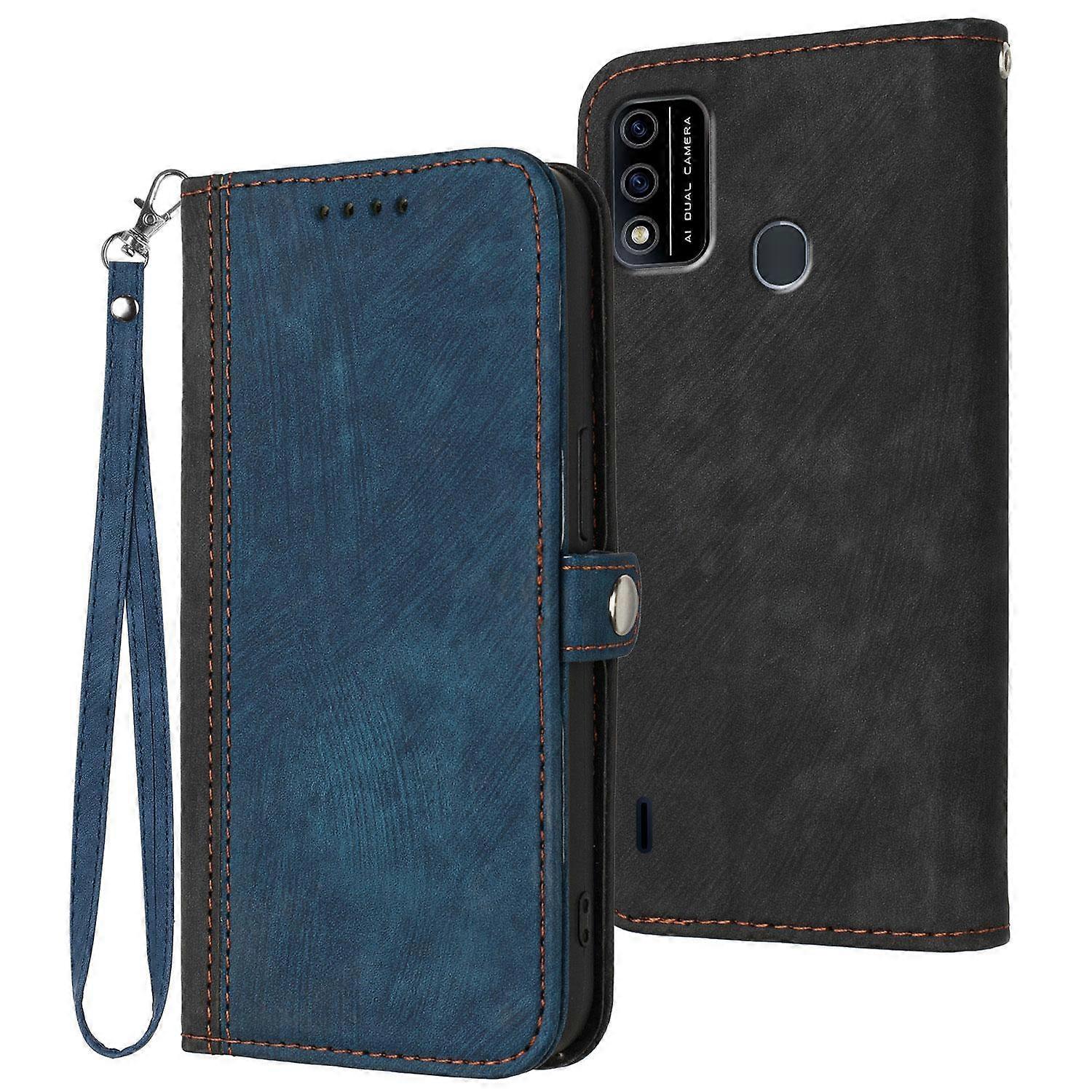 Side Buckle Double Fold Hand Strap Leather Phone Case