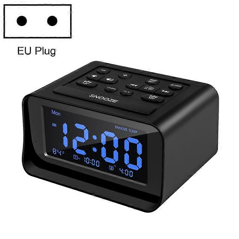 LED Digital Bedroom Alarm Clock With USB Charging Port Clock Radio Temperature Electronic Platform Clock, Specification: EU Plug