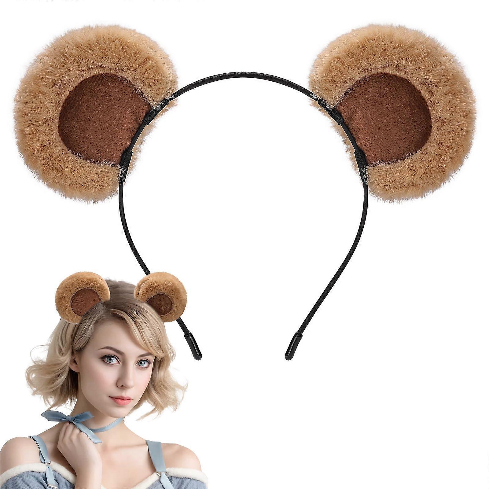 Cute Brown Bear Ears Headband - Movable Plush for Cosplay
