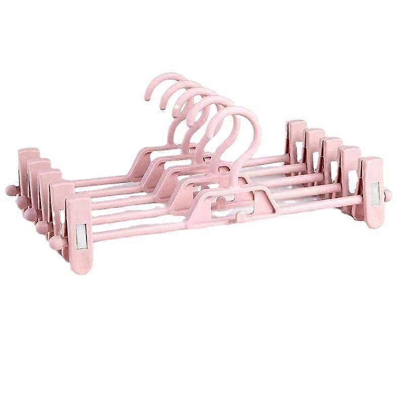 Versatile 10-Pack Pink Hangers with Clips, 360 Rotating & Adjustable for Pants & Skirts