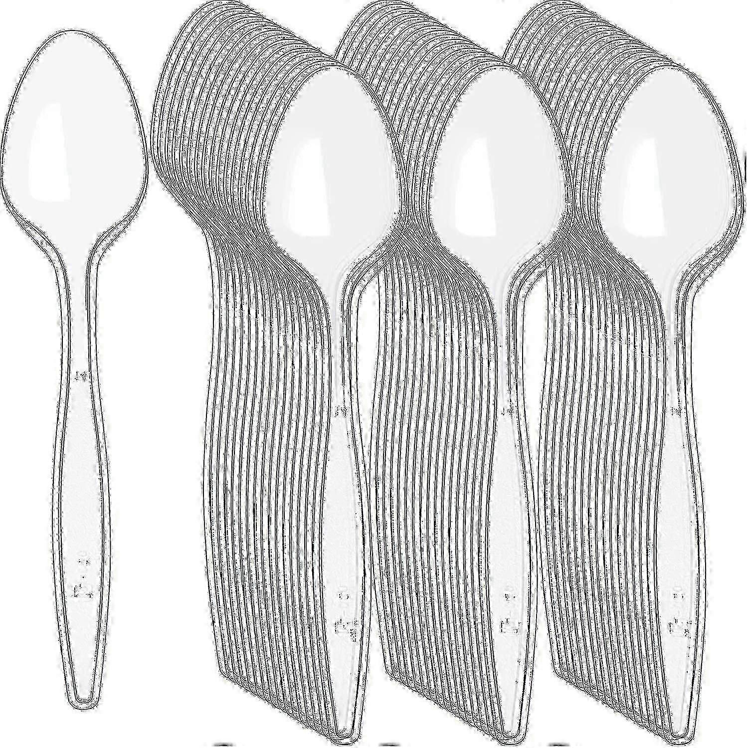 Althee 100 τεμάχια σαφή πλαστικά κουτάλια βαρέως τύπου πλαστικά ασημικά πλαστικά μαχαιροπίρουνα διαφανή