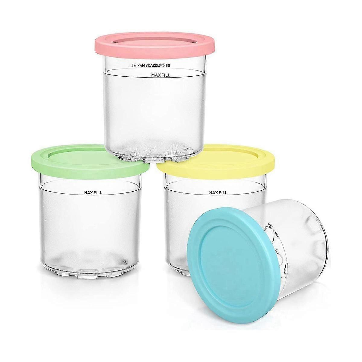 Replacement Pints And Lids For Ninja Creami Compatible For Nc300, Nc301 Vs Nc299amz Series (4 Pack