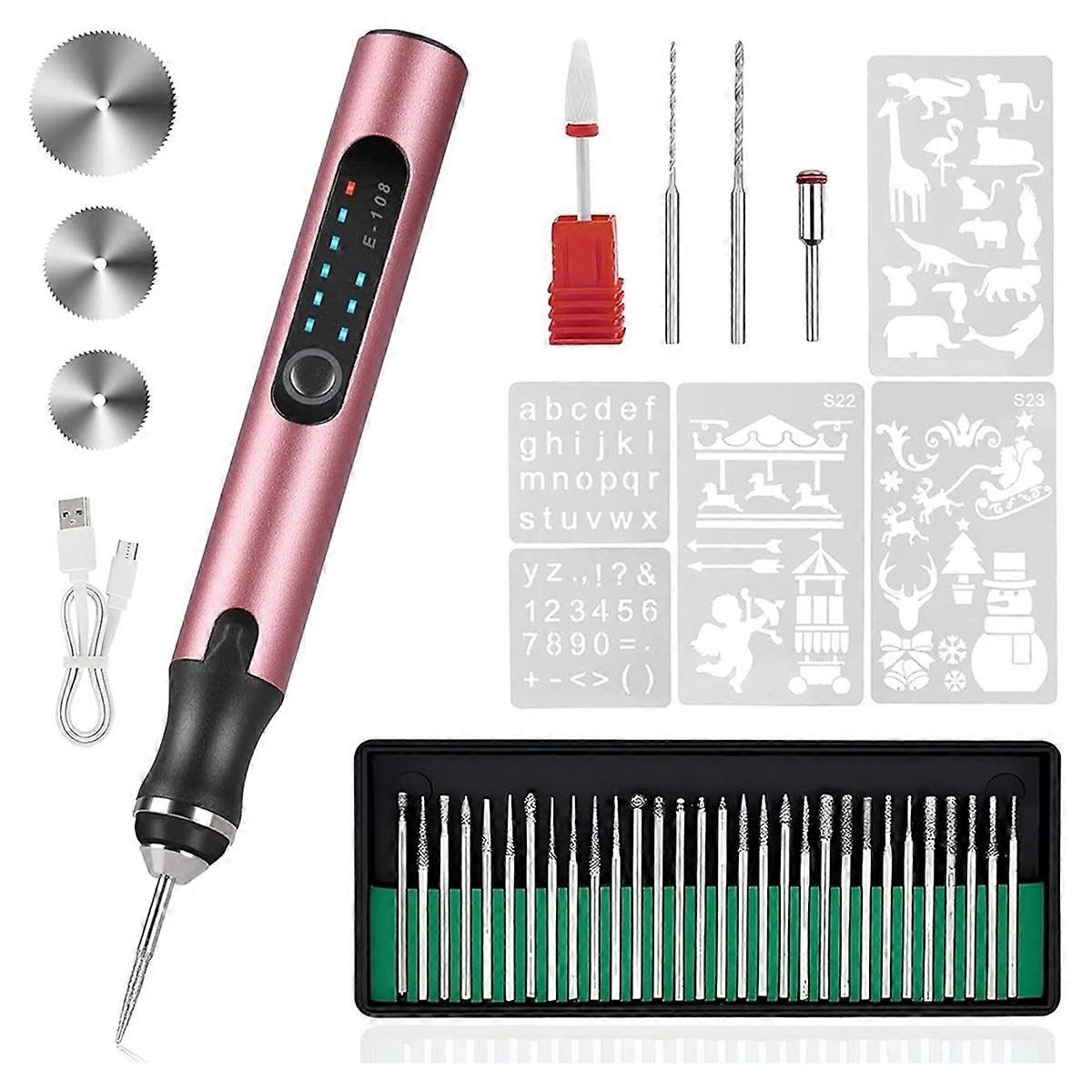 Electric Engraving Pen with 37 Bits, USB Rechargeable Cordless Engraving Machine, Portable DIY Rotary Engraver