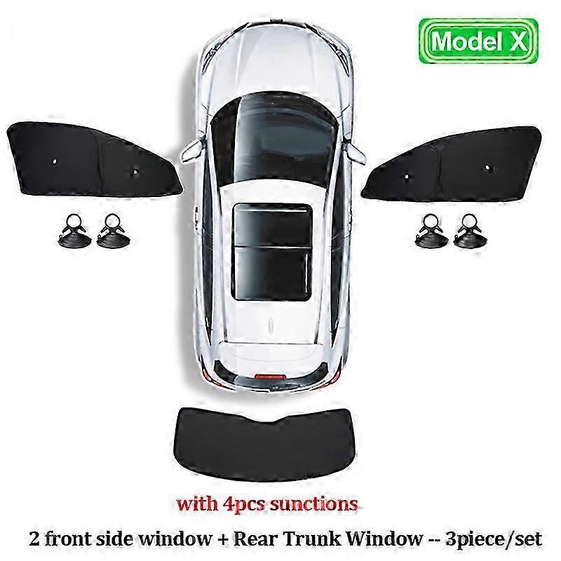 Car Sun Shade for Tesla Model 3 Y X S 2017-2023 Front Side Window Custom Sunshade Cover with Suction Rear Windshield Accessories