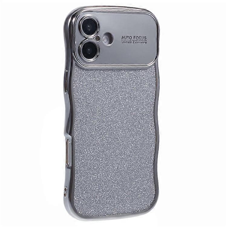 Compatible For iPhone 16 Case Electroplating Curly Frame TPU Glitter Phone Cover Large Window