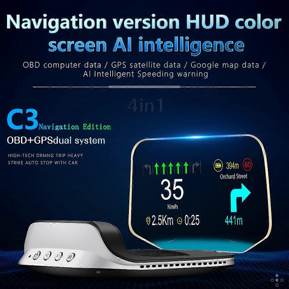 Car Head Up Display Digital GPS Navigation Speedometer Projecter OBD2 GPS Dual System Display Screen