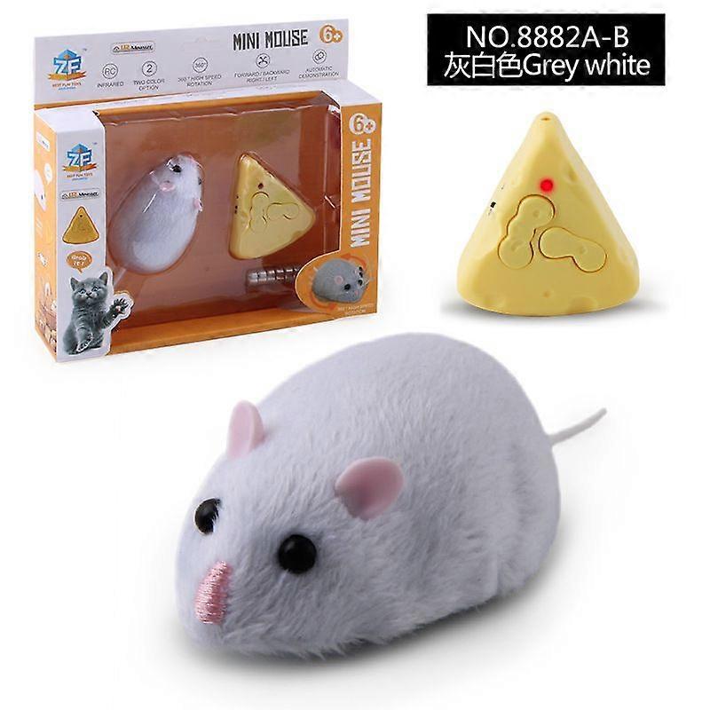 Remote control mouse gray white# Funny cat little toy Simulation infrared electric remote control mouse model New and exotic mouse trick toy