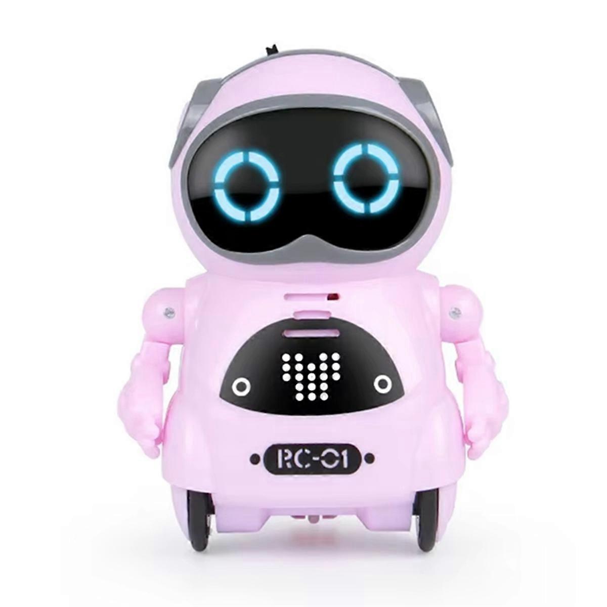Pocket RC Robot Talking Interactive Voice Recognitions Record Singing Dancing Remote Control RC Robot Toys for Kid Pink