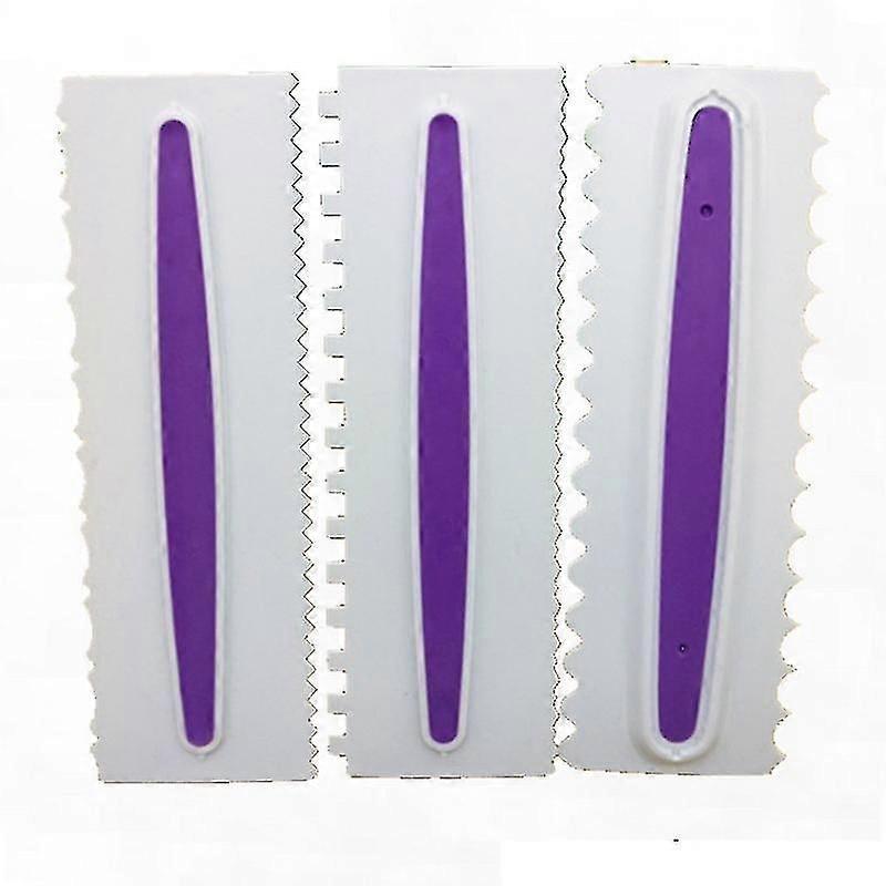 Cake Smoother Scraper Icing Comb Pastry Buttercream Spatulas Polisher Decorating Edge Diy Tool Design Baking Scraper compatible Kitchen(1set, Purple)