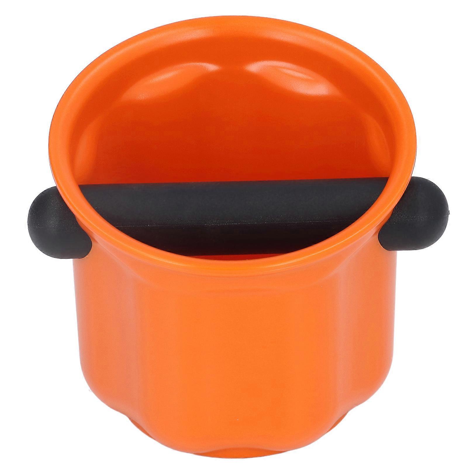 Coffee Knock Box Shock Absorbent Coffee Dump Bin for Cafe Use, Orange Color, Durable Plastic, Easy to Clean
