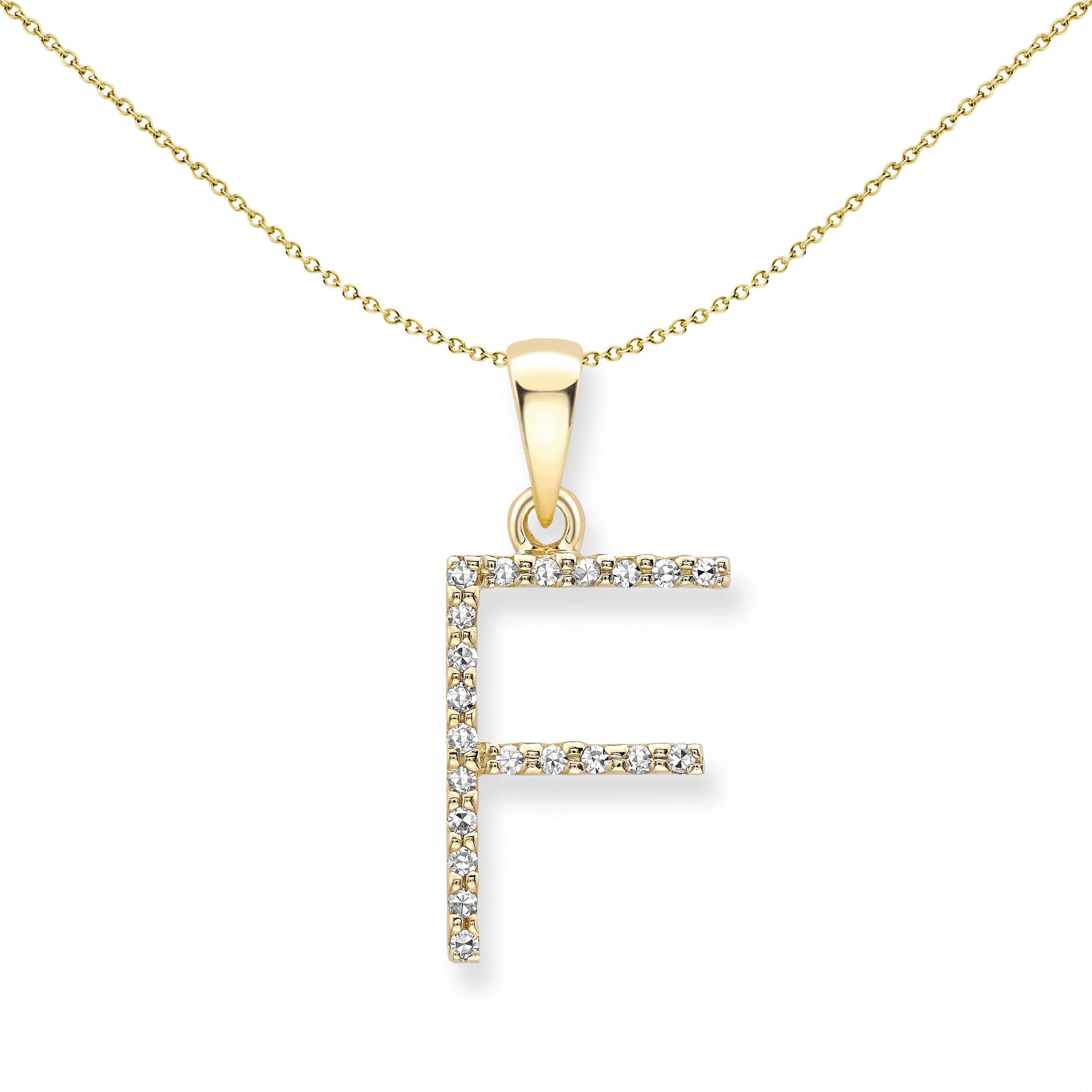 Jewelco London 18K 黄金钻石首字母吊饰字母 F 8 毫米 x 17 毫米