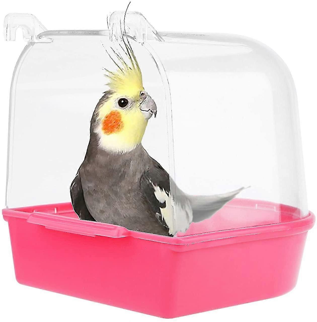 Parrot Supplies, Transparent and Pink Plastic Parrot Nest with Secure Closure for Comfortable Resting and Playing