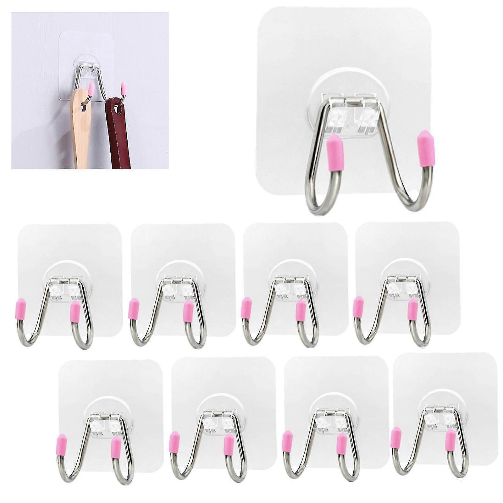 Self Adhesive Wall Hook No Punching Double Hook Set of 8 Sets Adhesive Hooks, Adhesive Shelf Brackets, Self Adhesive Wall Hooks, for Bathroom Home Kit