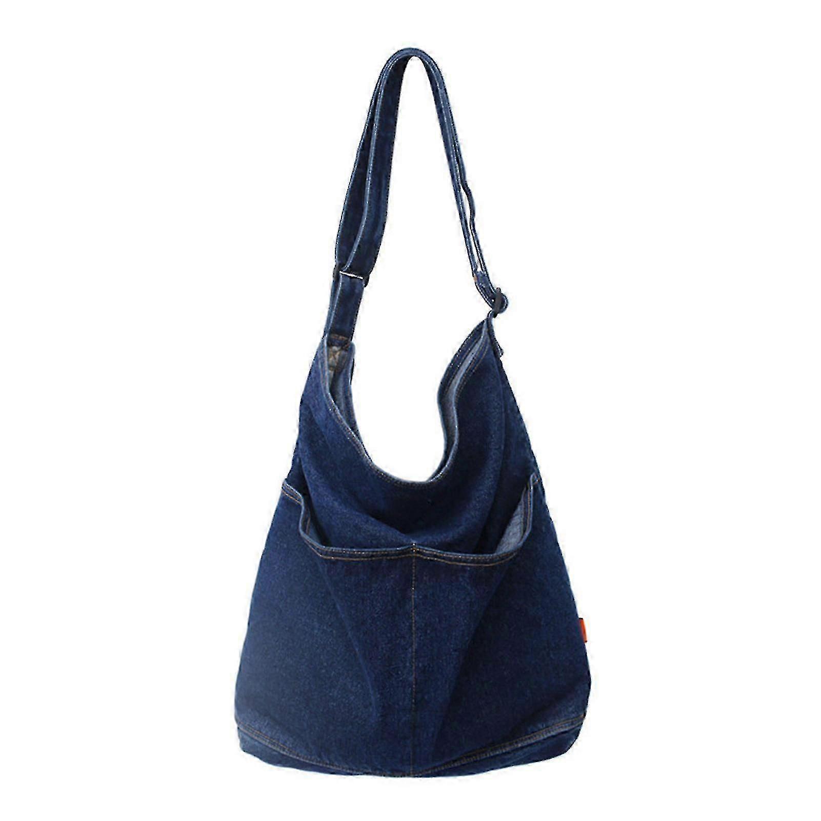 Denim Canvas Bag Adjustable Single Shoulder Strap With Side Pocket For Women