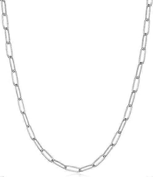 Silver Plated Small Loop Clip Necklace Unisex