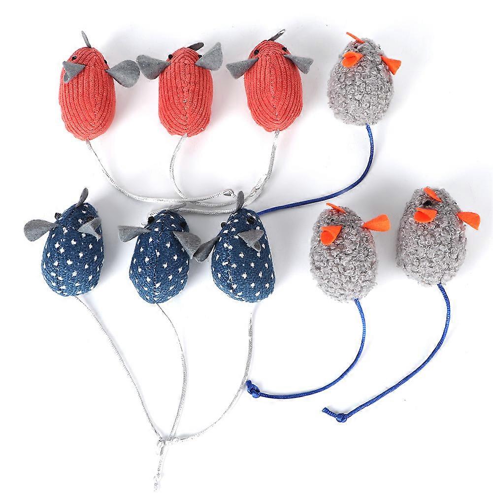 9PCS Catnip Chew Toys for Cats, Mouse-Shaped Design, Soft Fabric, Interactive Pet Fun, 3-Inch Size