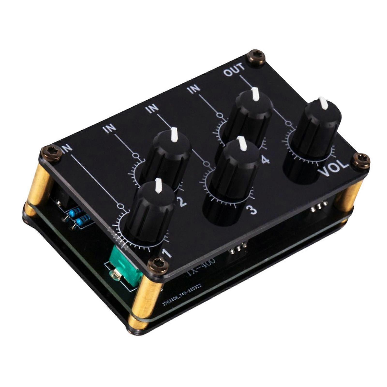 Stereo 4 Channel Line Mixer Audio Sound Mixing Console for Studio Recording