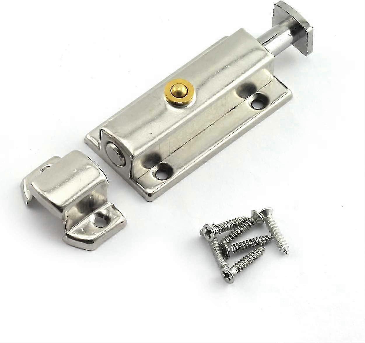 1 Piece 4 Inch Automatic Spring Latch Stainless Steel Home Push-Button Type Door Bolt