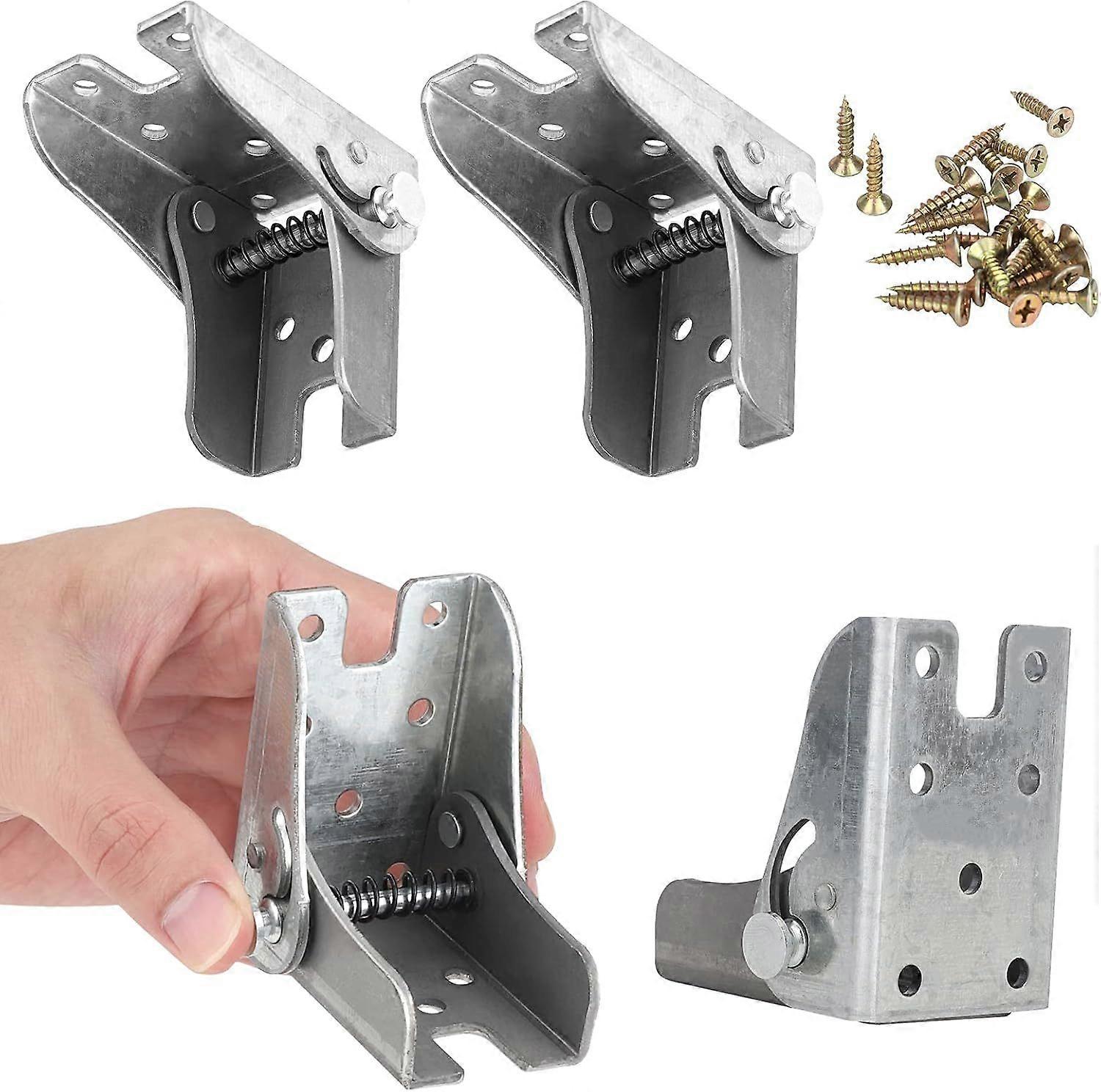 Self-Locking Folding Bracket for Folding Legs, Folding Worktop, Folding Kitchen Table (4 Silver)