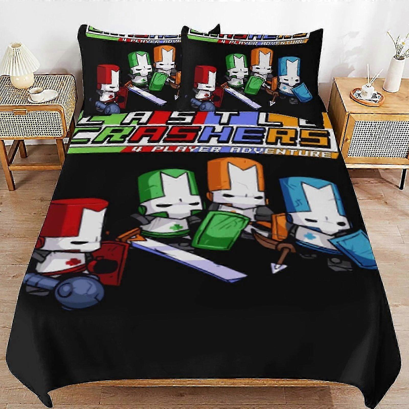 b1340 Lençóis Castle Crashers Edredão Capa de Edredão Conjunto de Cama de 3 Peças 1 Capa de Colcha e 2 Fronhas Lençóis gb1340