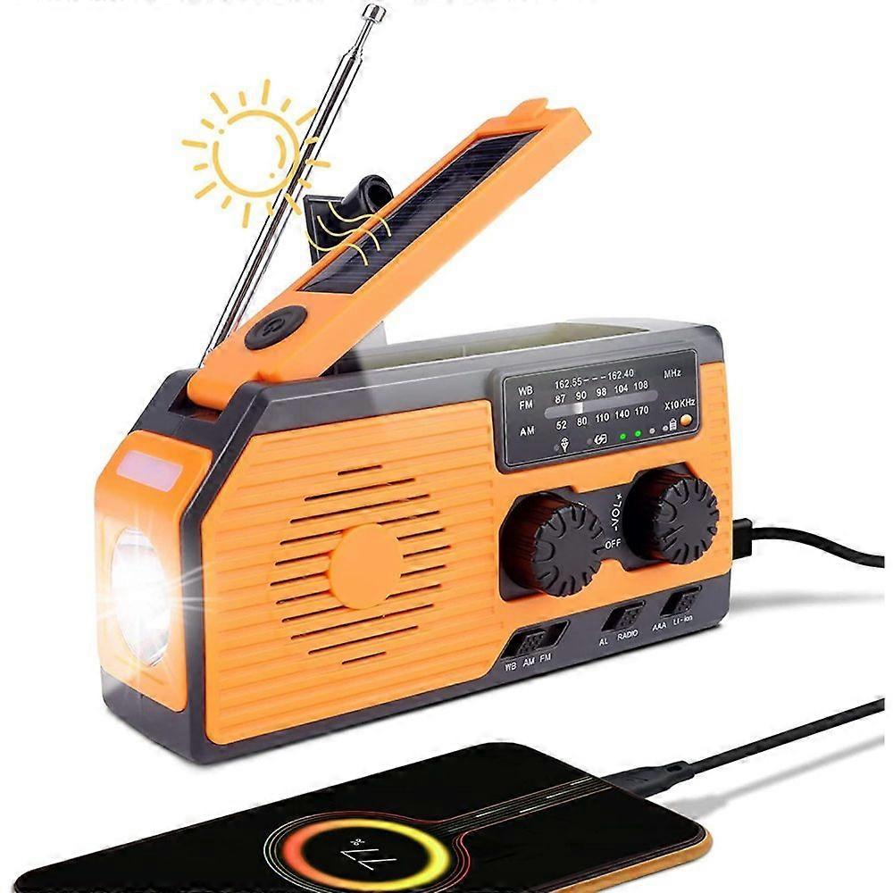 Hand Crank Emergency Weather Radio, Solar Charged Power Bank With 5000Mh Capacity, Am Fm Radio With N O A A Updates, Portable Radio With Flashlight