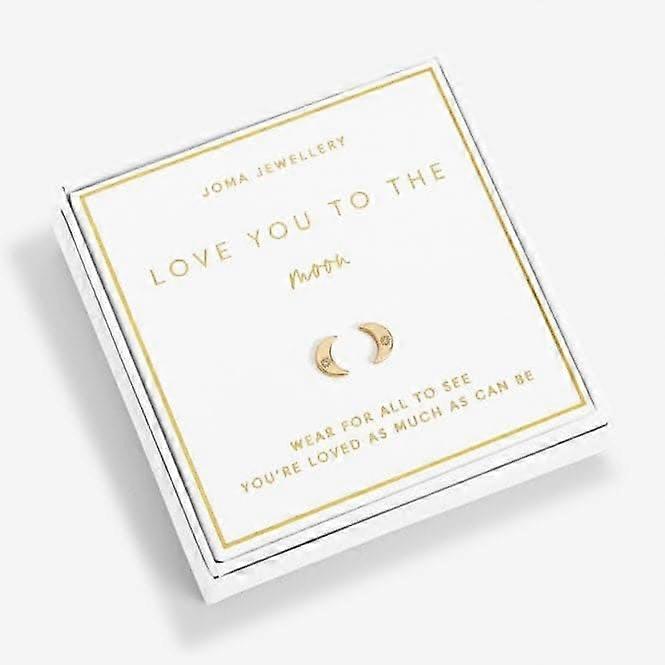Beautifully Boxed Love You To The Moon Gold Box Earrings 6236