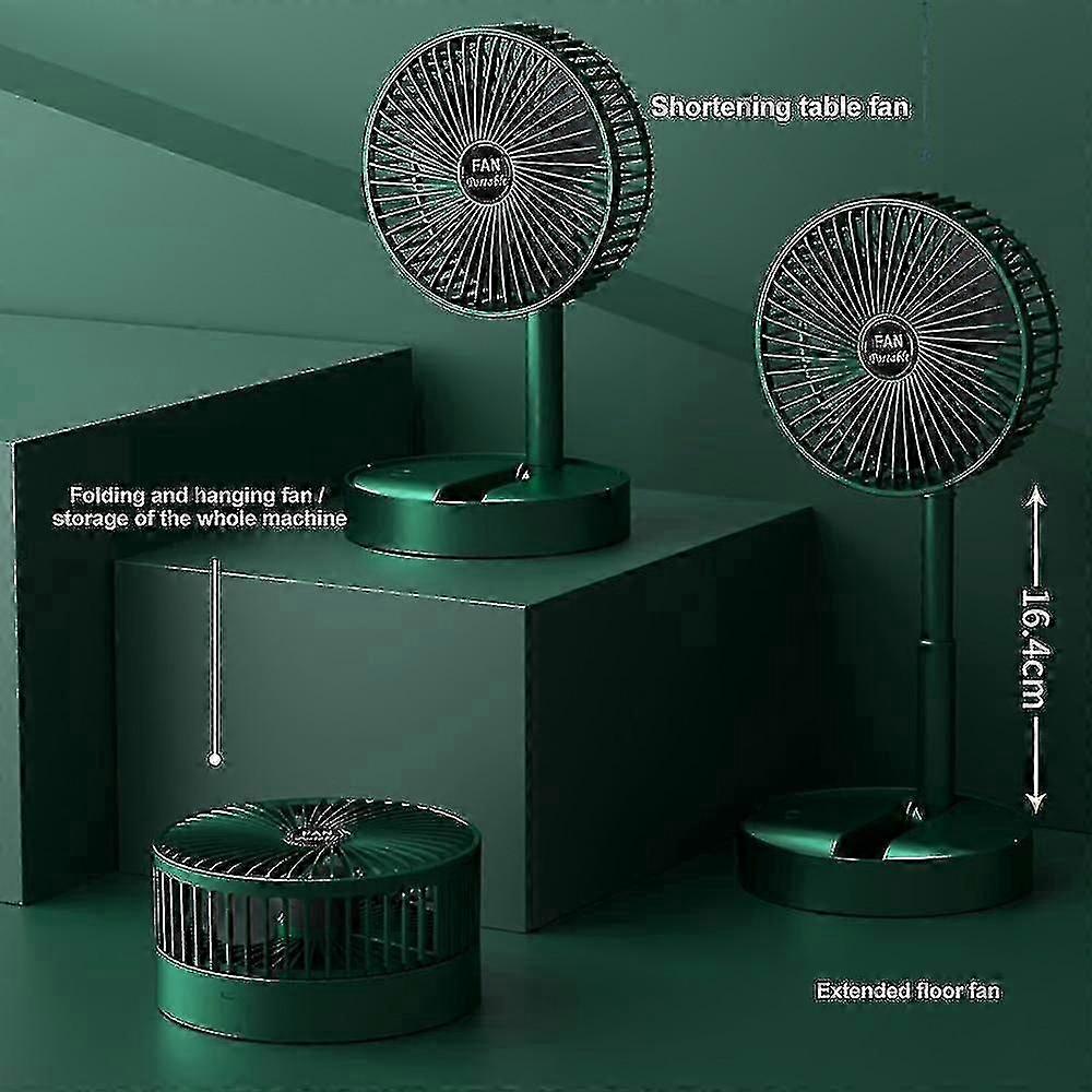 נייד Usb נטען מתקפל טלסקופי מאוורר טלסקופי רעש נמוך רעש גבוה חיי סוללה גבוהה המתנה (ירוק)