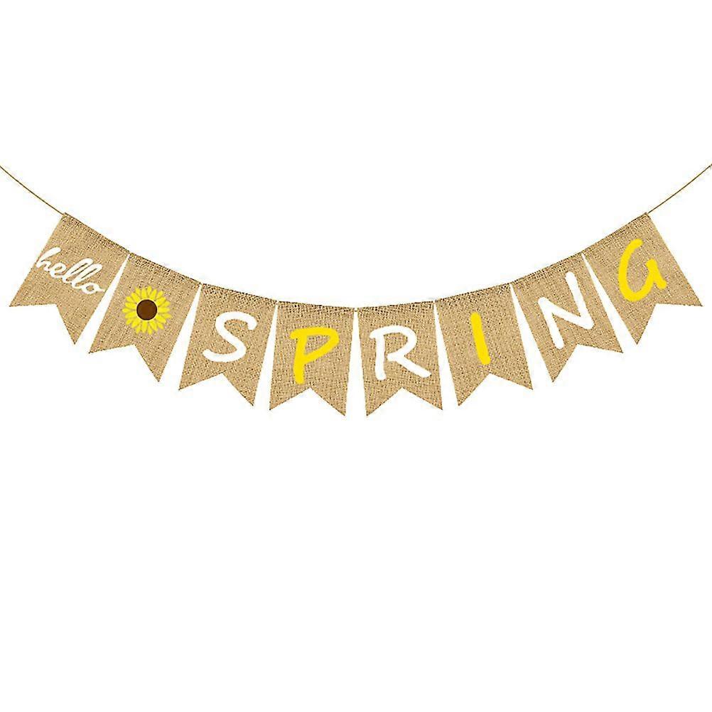 1 Set Christmas Party Fishtail Flag Creative Hello Spring Banner Linen Banner