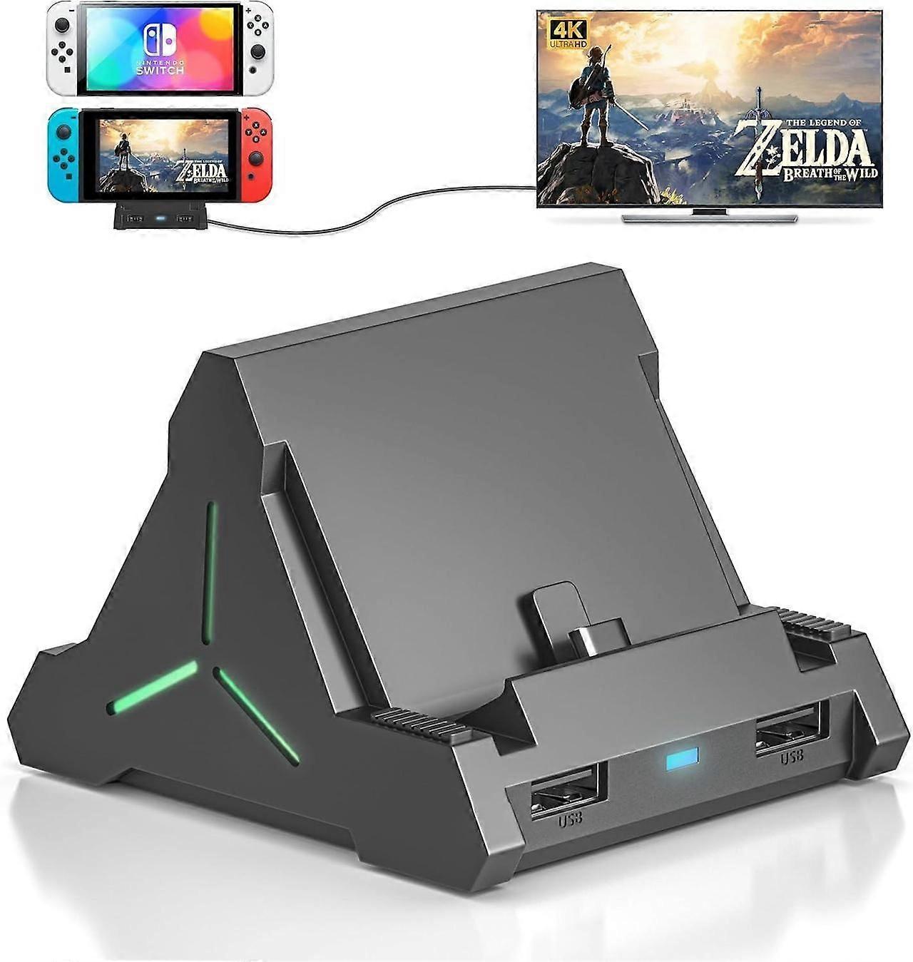 TV Switch Dock for Nintendo Switch/Switch OLED, Portable Switch Docking Station Support 4K TV HDMI Adapter,Switch Charging Dock Station with 4 Game Sl