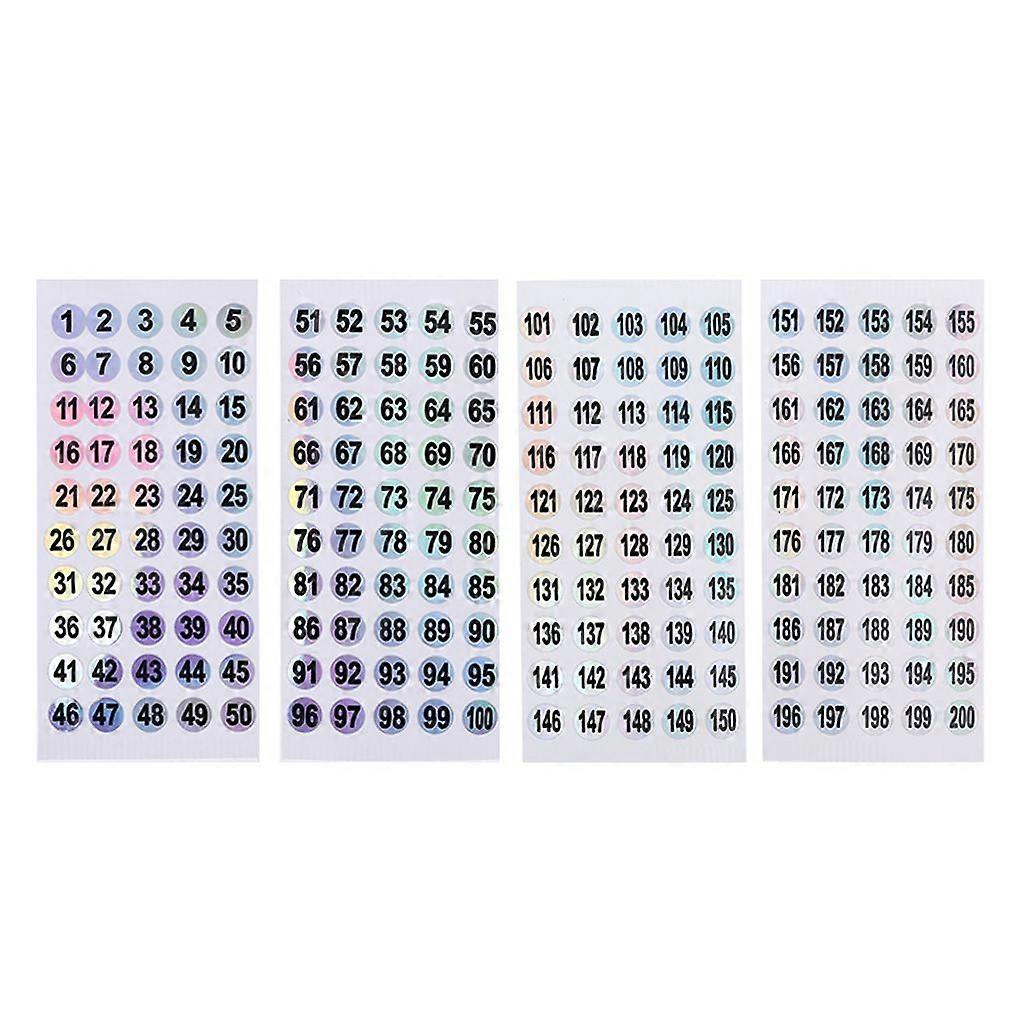 1 to 200 Digital Label Self-adhesive Number Sticker Nail Polish Tableware DIY