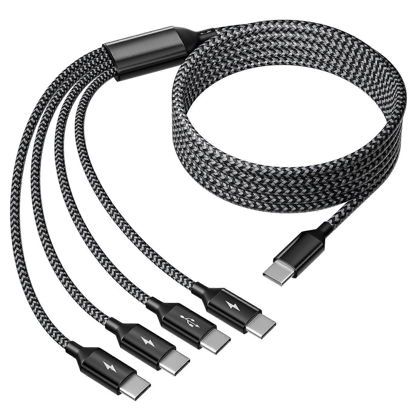 USB C Splitter Multi Charging Cable 5FT Dual Type C Charger Cord with 4 Type-C Connectors for iPhone 15 Pro Max