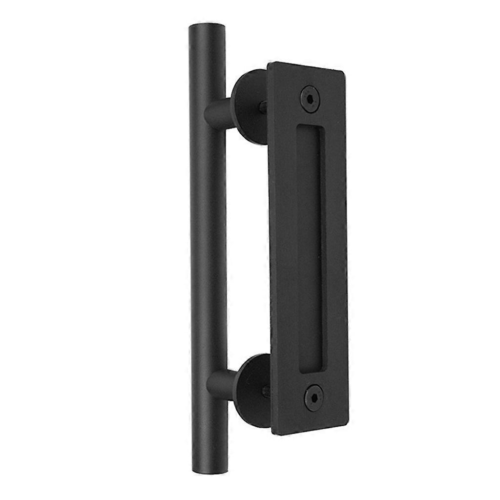 Black Sliding Barn Door Handle with Flush Pull Push Plate Handle for Kitchen Bathroom Closet Furniture Composite Door