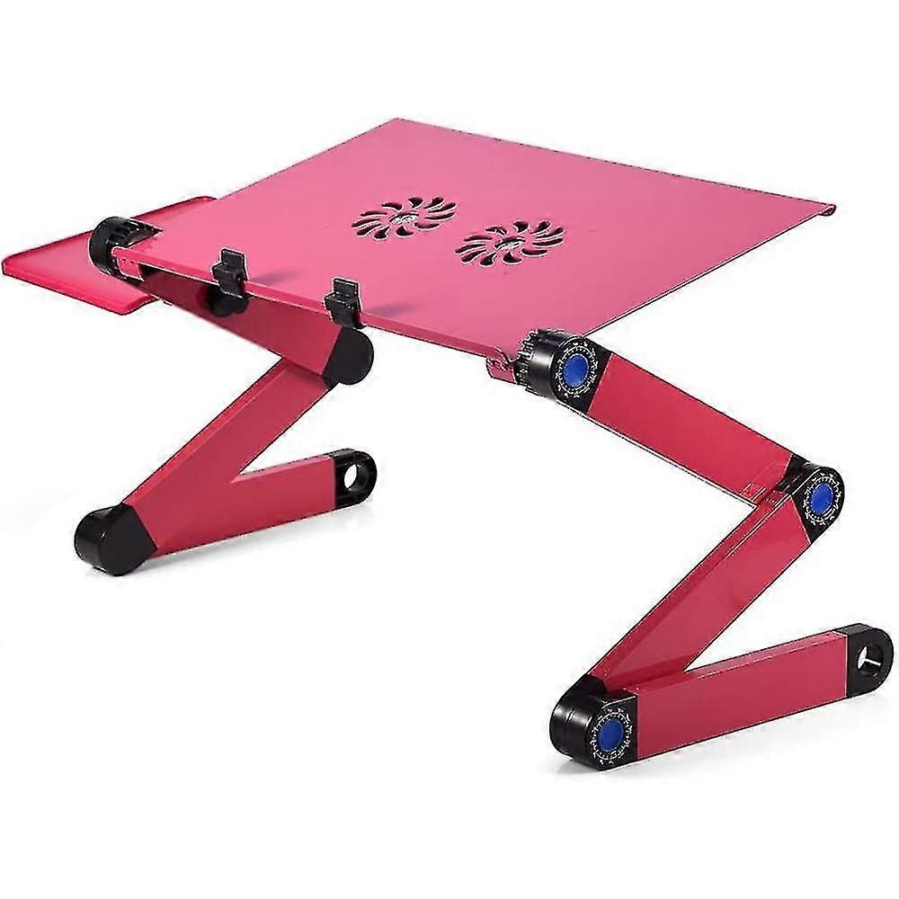 Aluminum Laptop Stand Adjustable With Cooling Fan And Mouse Pad, Reincompatible Withced Ergonomic Lap Desk Foldable Portable Computer Table Compatible