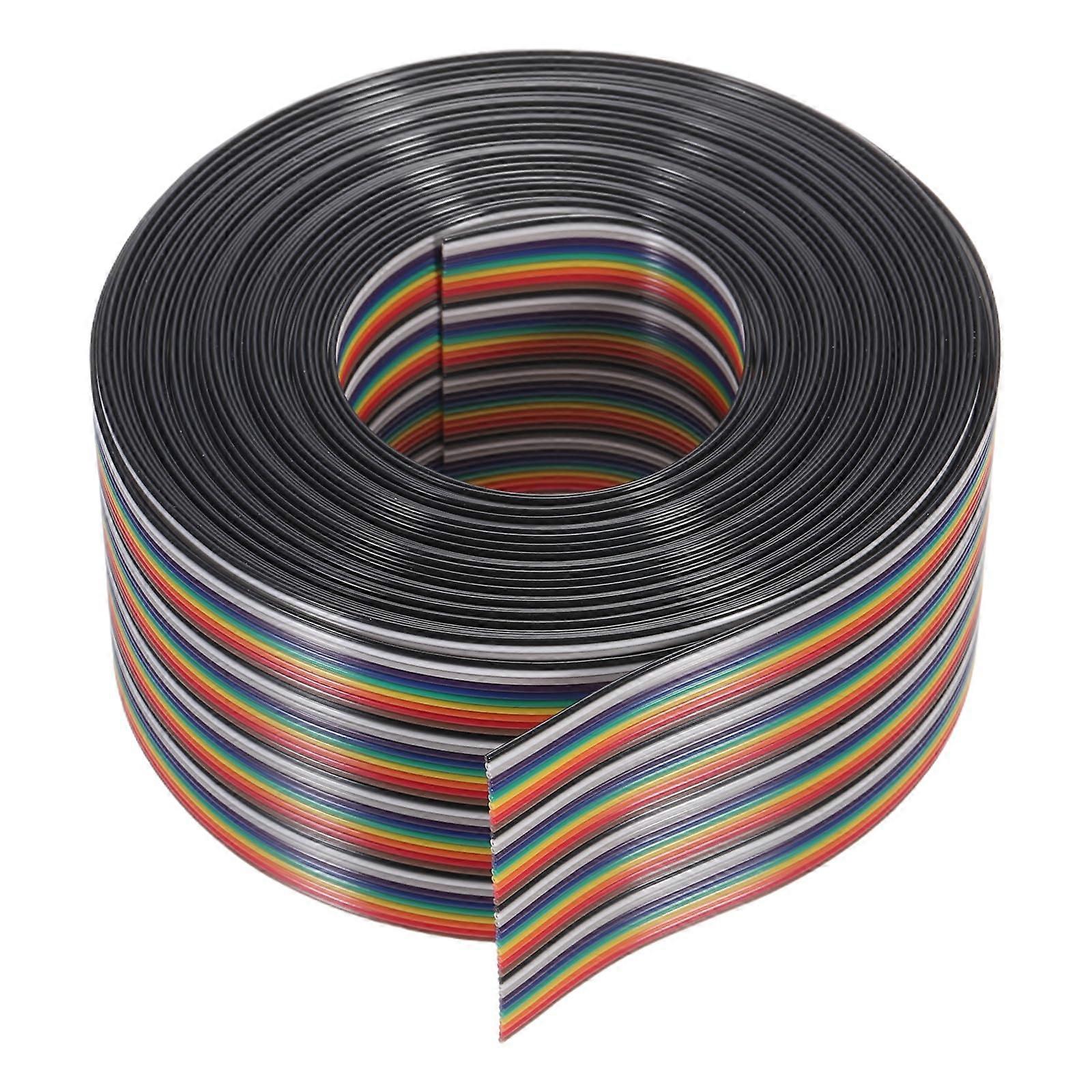 40 Pin Flat Rainbow Ribbon Cable 30 Ft 1.27mm Pitch Breadboard Jumper Wires for Electronics and DIY Projects