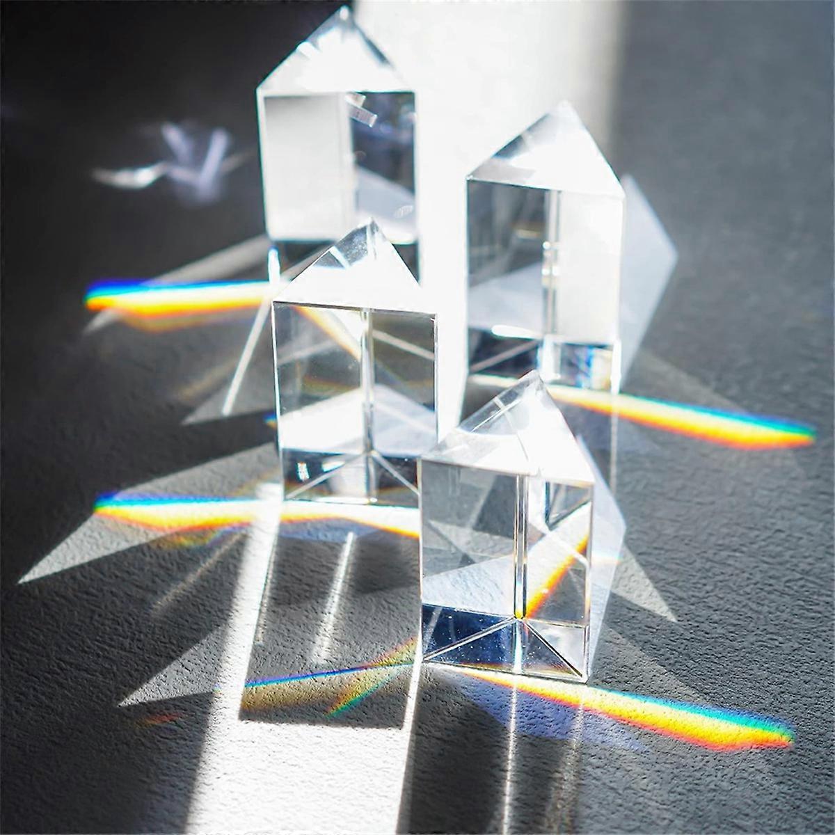 4Pcs Clear Triangular Prism for Rainbow Lights Crystal Optical Prisms