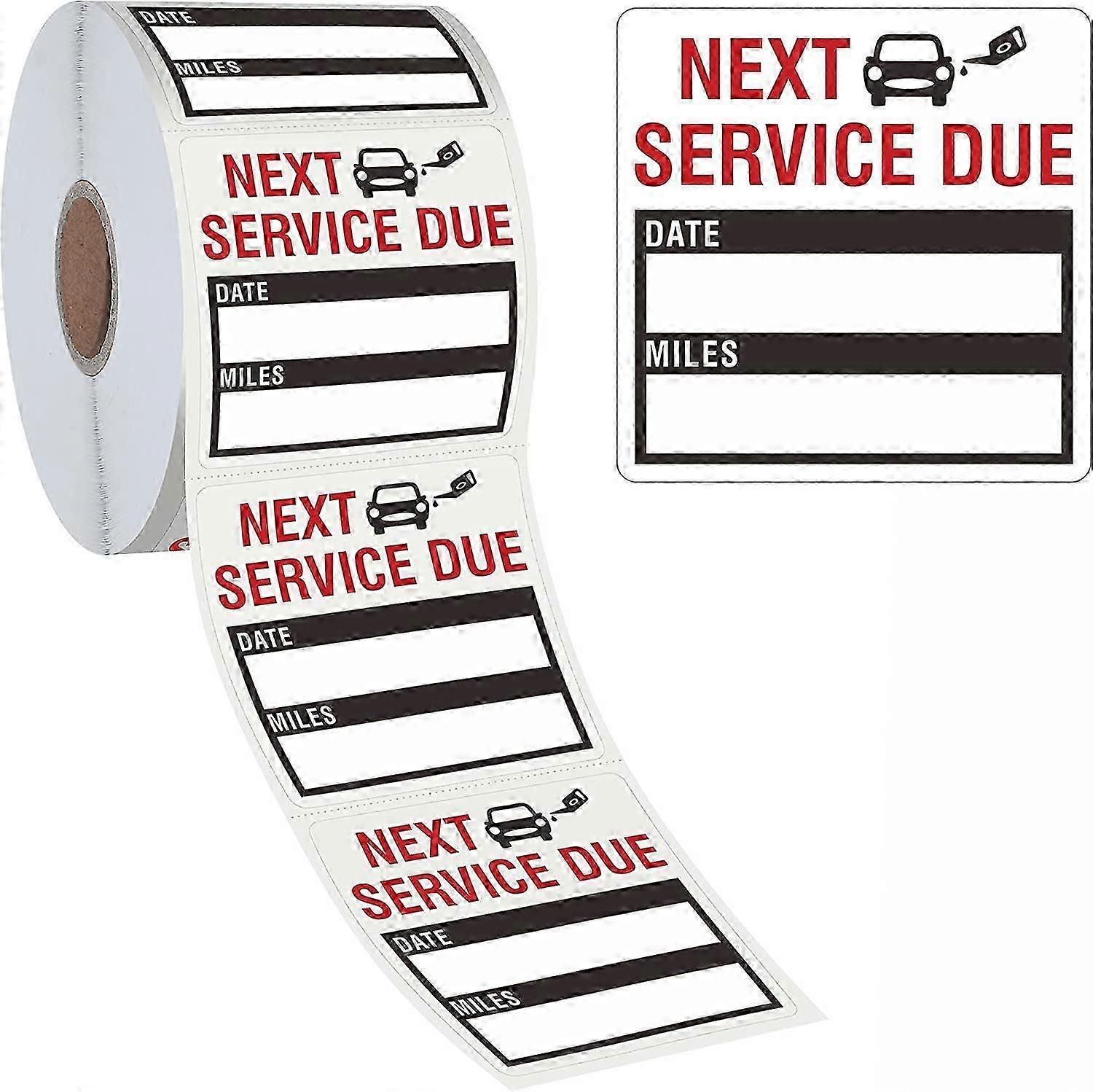 300/150 PCS Oil Change Auto Maintenance Service Due Reminder Stickers Labels in Roll with Perforation Line-Each Measures 2 X 2 Black