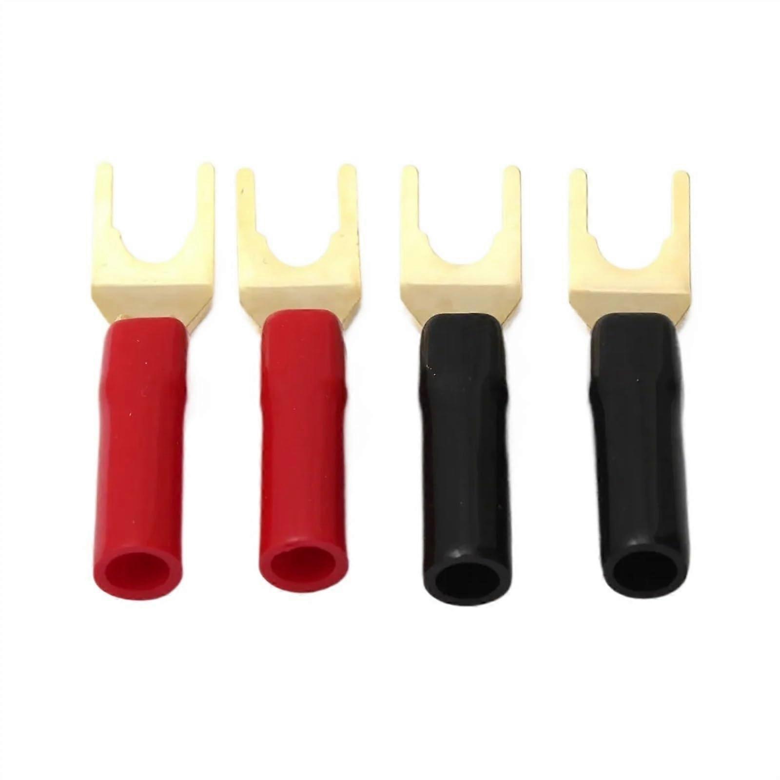 4Pcs/Set Gold Plated Fork Banana Plug Y-Style Spade Plug Solderless Speaker Cable Power Terminals Connectors