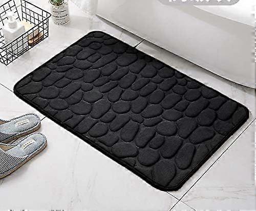 Black Memory Foam Bath Mat - Absorbent and Machine Washable Bathroom Mat (Size: 50 x 80cm)