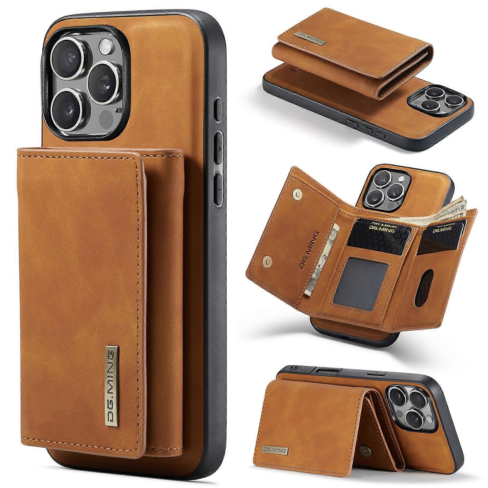 DG. MING M1 Series 3-Fold Multi Card Wallet Coque de téléphone en cuir