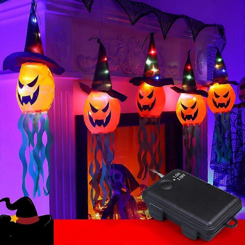 Led hanging light loop dress up magician pumpkin lanterns halloween party decoration for yard tree garden
