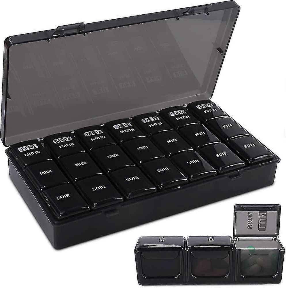 Weekly Pill Box 7 Days 21 Compartments 3 Times Multicolored Weekly Pill