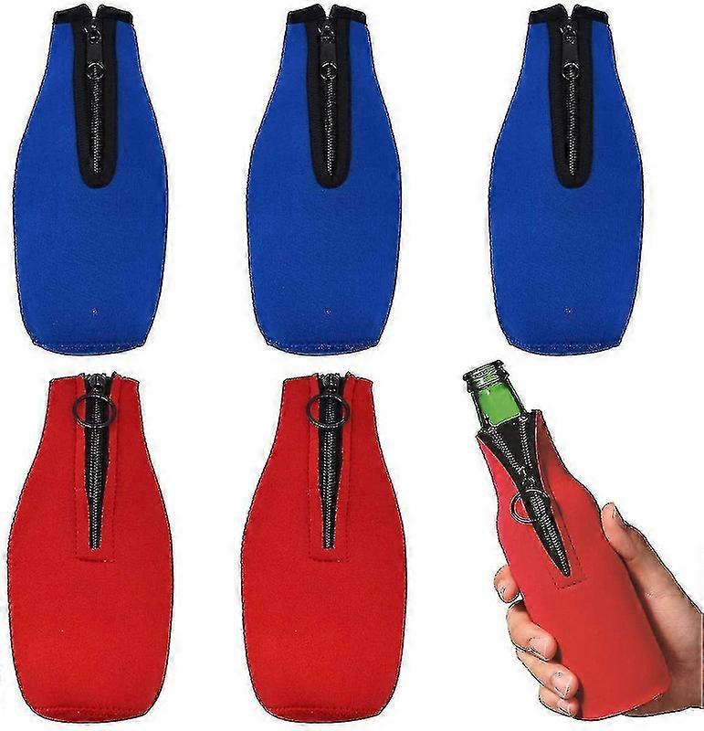 6pcs 330ml With Zipper Foldable Beer Bottle Cooler Beverage Protective Case Walkbee A B