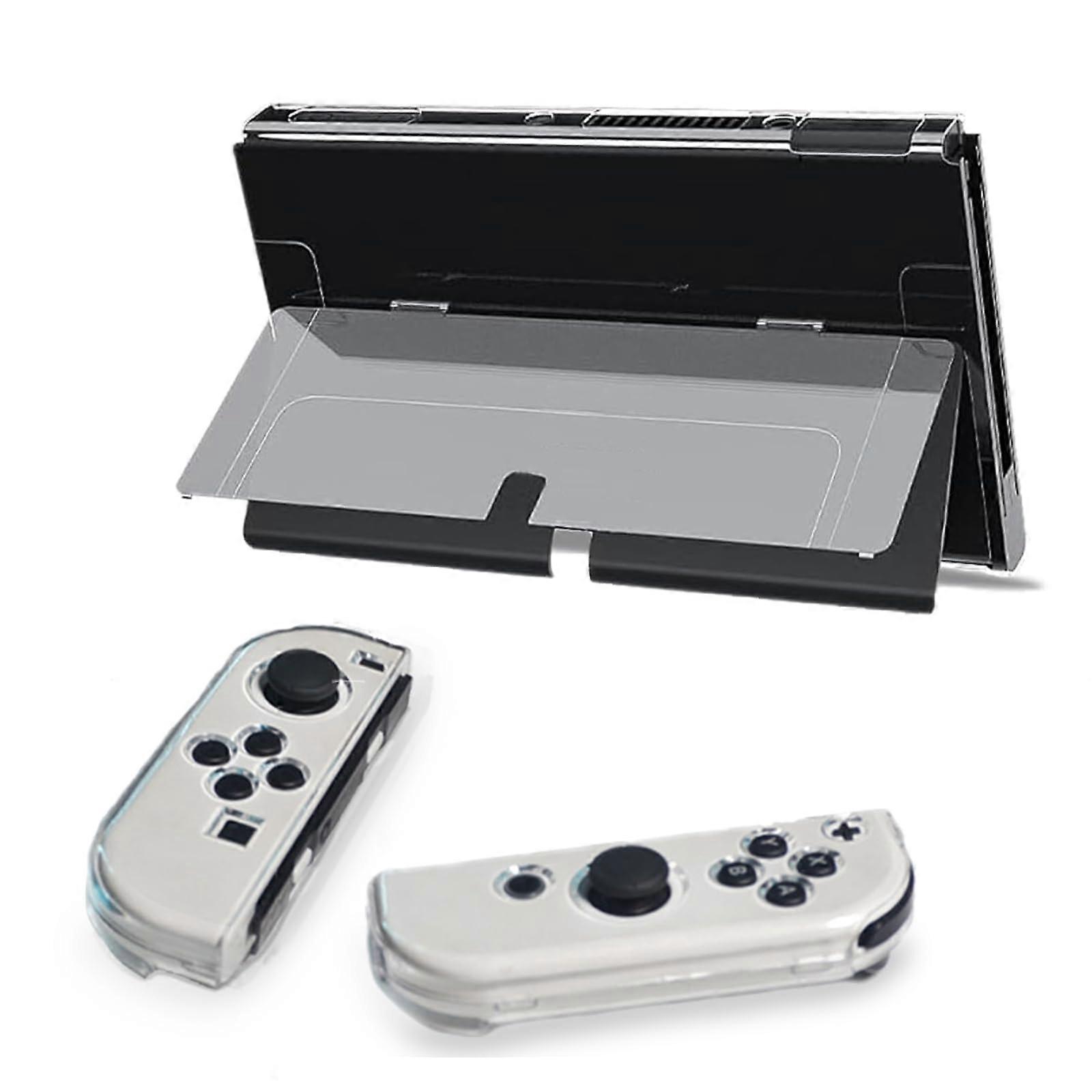 Clear Split Joy-Con Cover Set for Nintendo Switch OLED - Scratch-Proof Anti-Slip TPU Protective Case in Full Crystal Clear