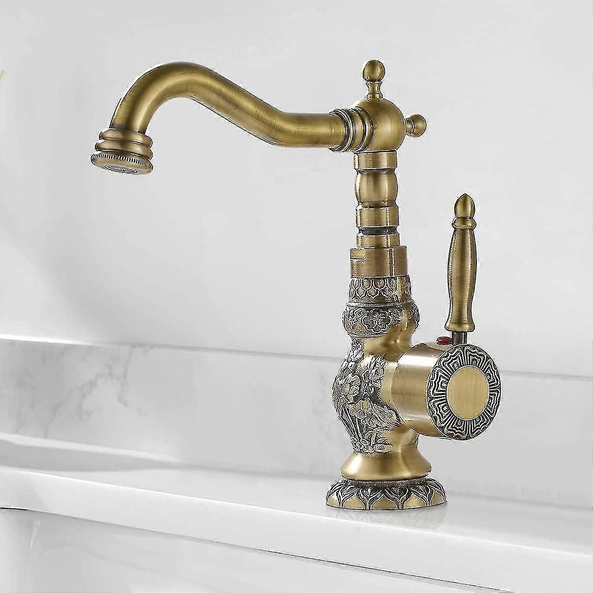 Vintage Bathroom Faucet - 360 Swivel, Solid Brass Construction