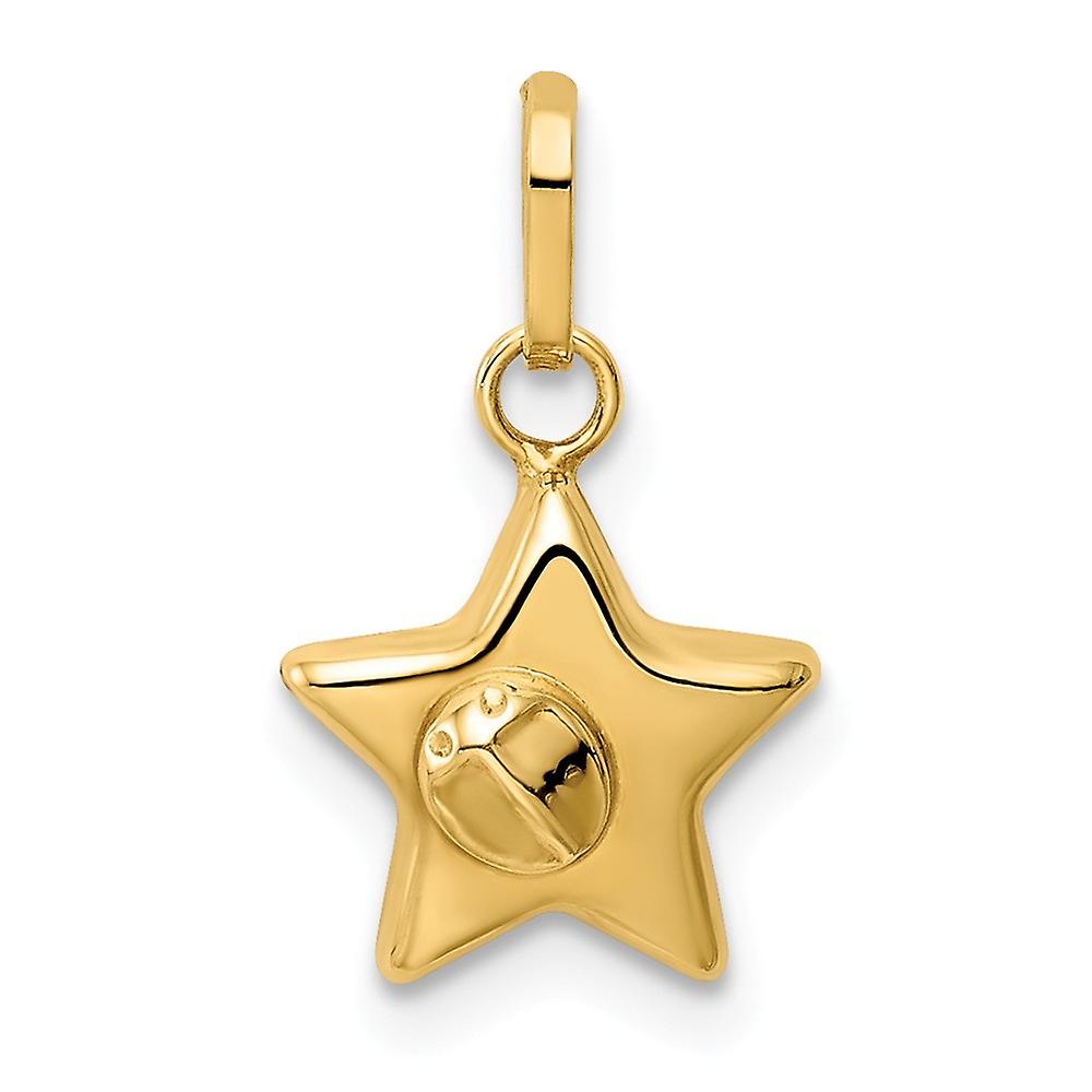 Collier pendentif en or jaune massif 14 carats Ladybug A Star Charm pour les femmes - .5 grammes