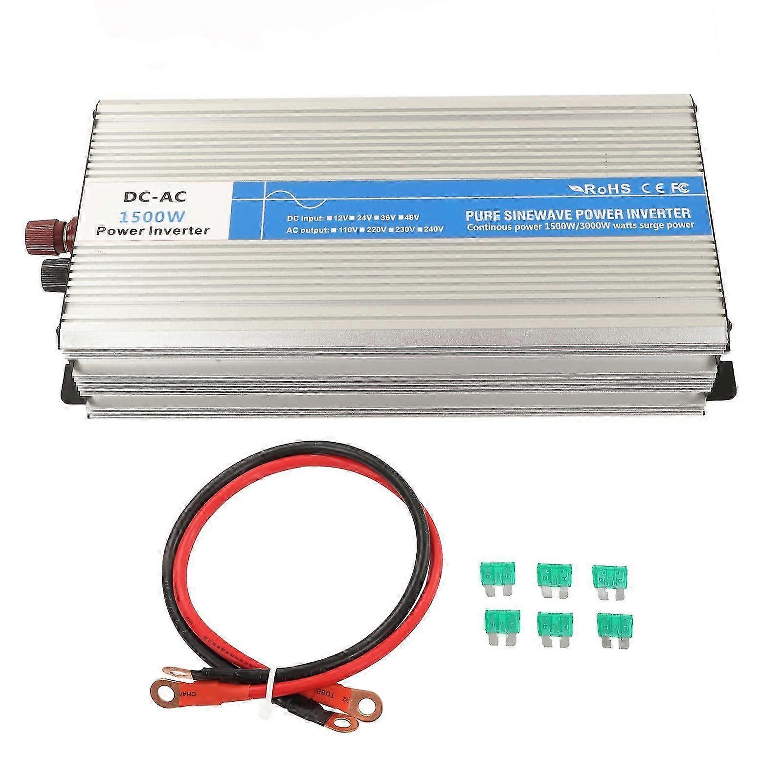 1500W Pure Sine Wave Power Inverter Dual Ac Socket 5v 2.1a Usb Port High Conversion Rate Dc To Ac Power Inverter Dc24v Input